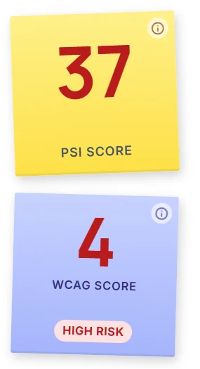 PSI score of 37 and WCAG accessibility score of 4 marked high risk on a prospect in Locasly