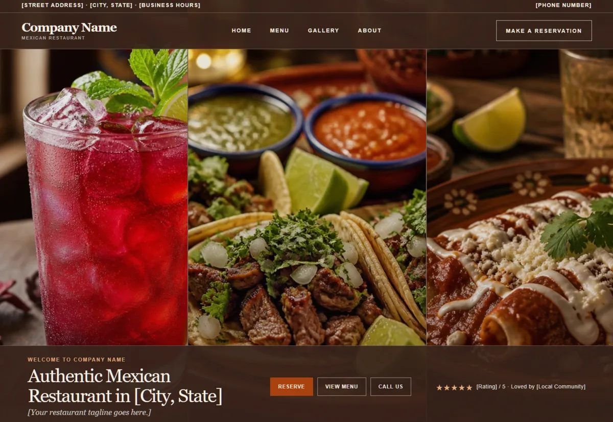 Mexican restaurant website design preview