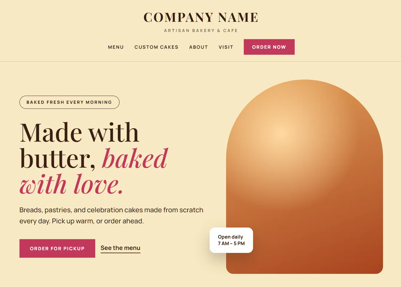 Artisan bakery and cafe website design preview