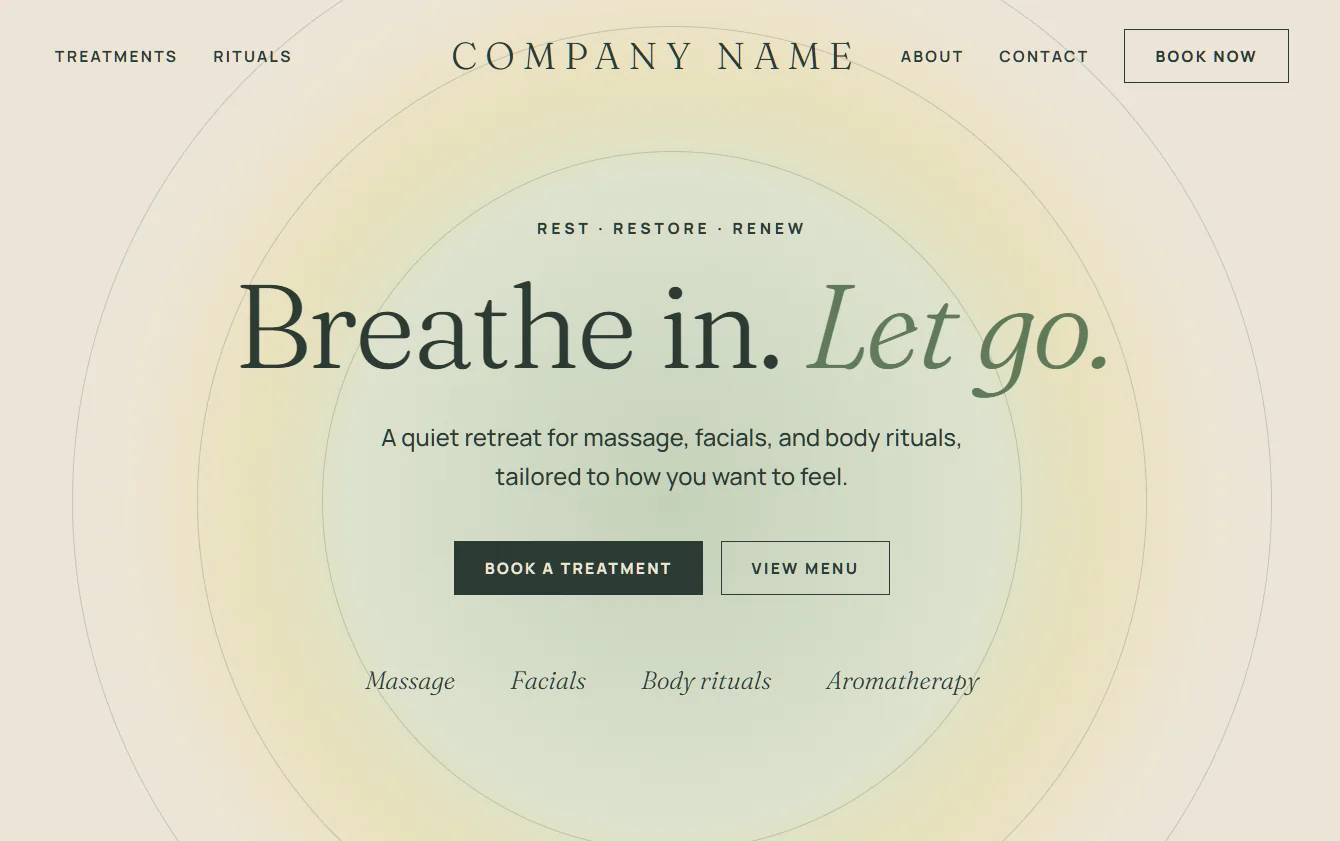 Massage and wellness studio website design preview