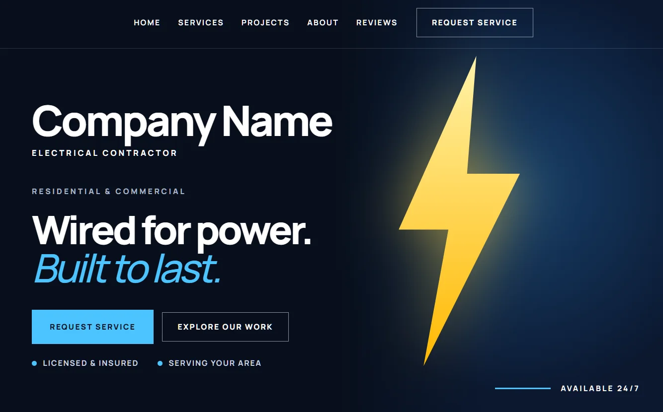 Electrical contractor website design preview