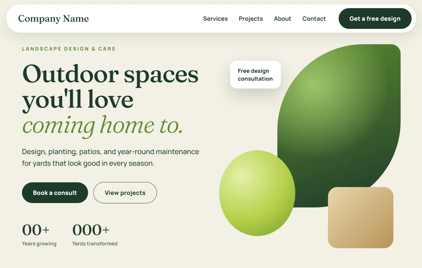Landscape design and care website design preview